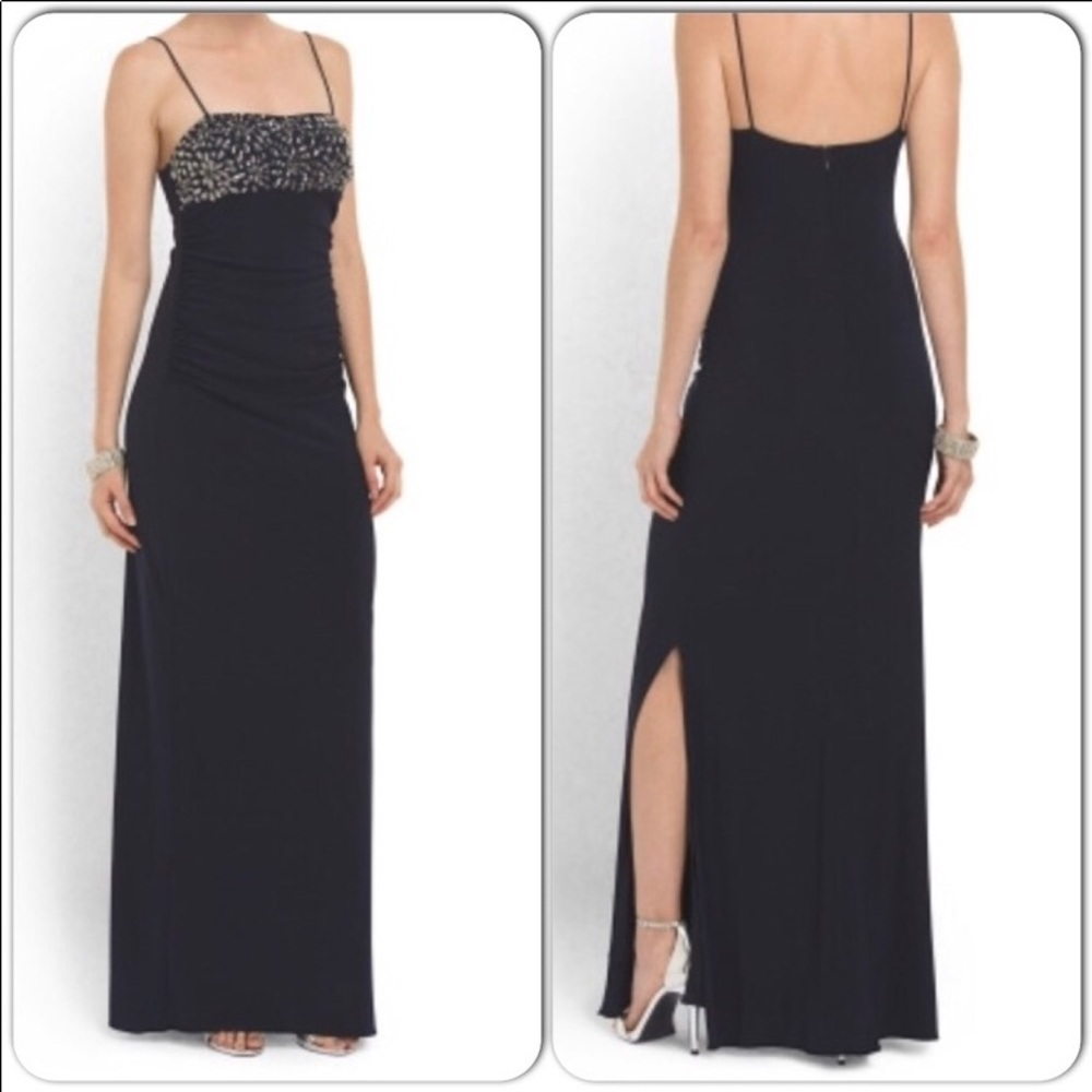 JS Boutique Black Gown with Sequins Size 10 NWT